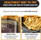 Gourmia Air Fryer Oven Digital Display 7 Quart Large AirFryer Cooker 12 Touch Cooking Presets, XL Air Fryer Basket 1700w Power Multifunction GAF778 Black and stainless steel air fryer FryForce 360°