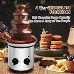 Chocolate Fountain Machine Electric Chocolate Fondue Fountain Machine Stainless Steel 4-Pound Capacity for Chocolate Candy Butter Cheese (4-Tier)