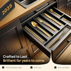 Home Haven Luxury Gold Silverware Set for 8, Heavy Duty Gold Flatware Set for 8, 18/10 Stainless Steel Cutlery Dishwasher Safe, Flatware for Special Occasions, Home & Restaurant Use (48 Pieces for 8)