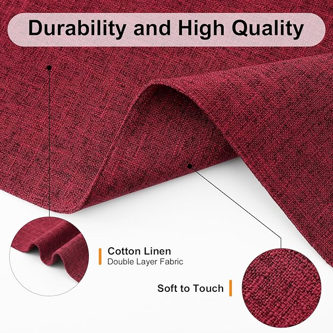 Homaxy Cloths Placemats for Dining Table Set of 4, Heat Resistant Washable Cotton Linen Blend Table Mats, Easy to Clean Place Mats for Indoor Outdoor Party Kitchen Decoration, 13" x 19", Red