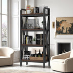 KEIKI 4-Tier Kitchen Bakers Rack with Storage, 55'' Bookcase Shelf Adjustable Shelves Freestanding, Microwave Stand, Bakers Rack for Kitchen, Garage, Pantry, Bathroom