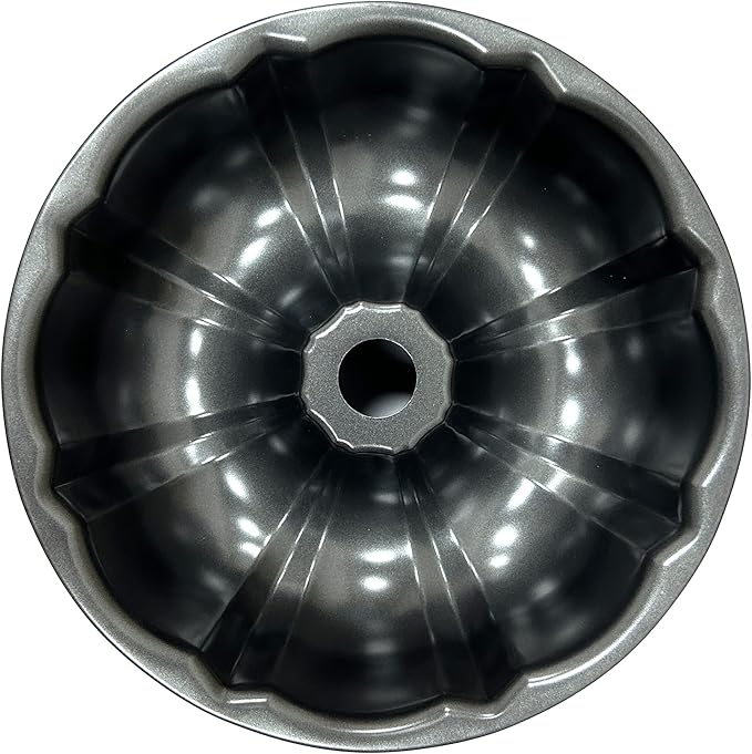 Classic Bakeware 9.5 Inch Non-stick Fluted Cake Pan,Heavy Duty Carbon Steel Tube Baking Mold Gray