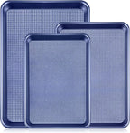 Vinino Baking Sheet Set of 3, Cookie Sheets For Baking with Square Texture Pattern, Thicker Carbon Steel Non-stick Baking Pan Half/Quarter/Jelly Roll Pans Tray for Oven-Blue