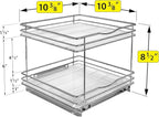 LYNK PROFESSIONAL® Pull Out Spice Rack Organizer for Inside Kitchen Cabinets - 10-1/4 inch Wide - Slide Out Drawer – Chrome Sliding Spice Cabinet Organization Shelf Racks - 2 Tier