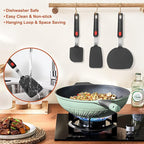 Hotec Silicone Spatula Turner for Nonstick Cookware, Cooking Spatulas 600°F Heat Resistant Large Flexible Rubber Spatula Set of 3, Kitchen Utensils for Flipping Eggs, Burgers, Pancakes, Crepes