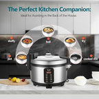 Large 15L Commercial rice cooker 84 cups cooked / 32 cups uncooked rice Electiric Rice Cooker & Rice Warmer | Automatic Warm | Stainless Steel | with One-Touch Operation