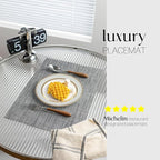 LEXMORE PVC Woven Placemats 12 PCS Wipeable Indoor/Outdoor Table Mats Washable Vinyl Place Mats for Dining Table, Set of 12-Dark Gray