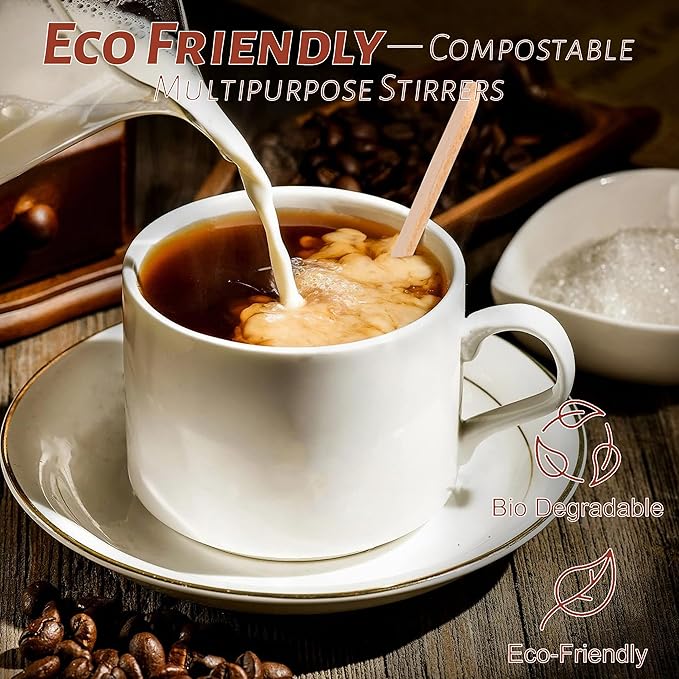 ANTETOK Wooden Coffee Stirrers - Coffee Stir Sticks 5.5 Inch,800pcs Disposable Swizzle Sticks,Swizzle Drink Sticks for Coffee,Tea,Cocktail and Hot Chocolate