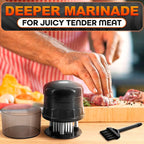 Meat Tenderizer Tool - Convenient Chicken Tenderizer Tool with 56 Sharp Stainless Steel Needle Blades, Safety Lock & Cleaning Brush, Dishwasher Safe - for Beef, Steak, Fish, Meat & Poultry Tenderizers