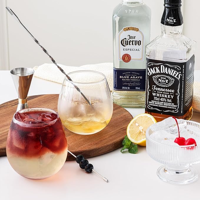 Stemless Wine Glasses Set of 4, 15oz Red & White Wine Glasses for Daily Use, Wedding, Birthdays, Housewarming Gift, Hosting, Home Bar, Evening Party(Clear)