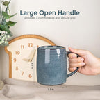 GBHOME Large Coffee Mugs Set of 4, 18oz Handmade Ceramic Coffee Mugs Set with Gradient color for Latte/Tea/Beer/Hot Cocoa, Dishwasher & Microwave Safe, Space blue