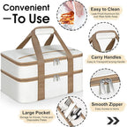 Double Insulated Casserole Carrier, Portable Casserole Carrier for Hot or Cold Food Lunch Tote Warmer or Cooler Bag, Lasagna Lunch Bag for Potluck Parties- Fits 9" x 13" Baking Dish-Beige