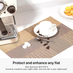 LEXMORE Placemats Set of 8 Vinyl/Plastic Woven Place Mats for Kitchen Table Indoor/Outdoor Washable Placemat Wipeable Dining Table Mats(Gold Dune)