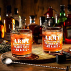 Futtumy Army Gifts for Men, Army Because No One Played Navy As A Kid Whiskey Glass, Military Gifts for Men, Army Veteran Gifts for Men, Navy Gifts for Men, 10 Oz Whiskey Gifts