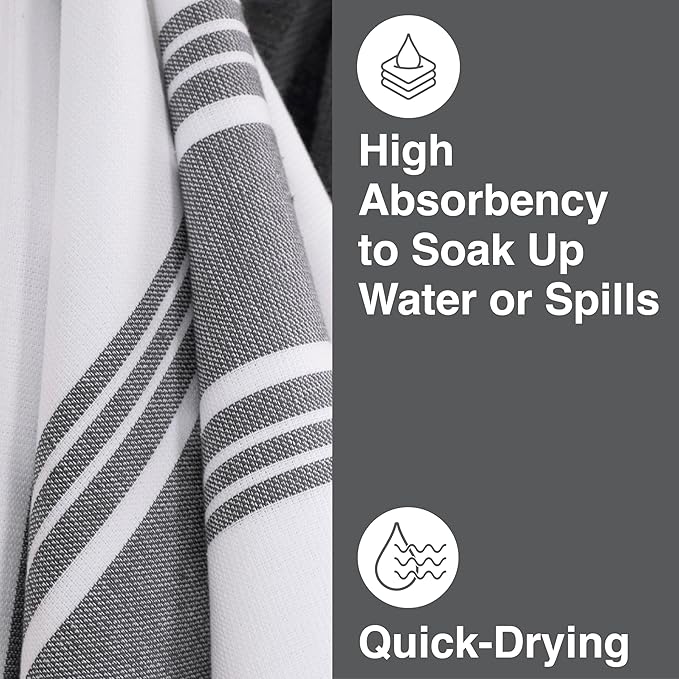 All-Clad Dual-Purpose Kitchen Towels: Highly Absorbent - 100% Cotton, 17"x30" Dish Towels for Cleaning & Drying Dishes & Glassware, 3-Pack, Pewter