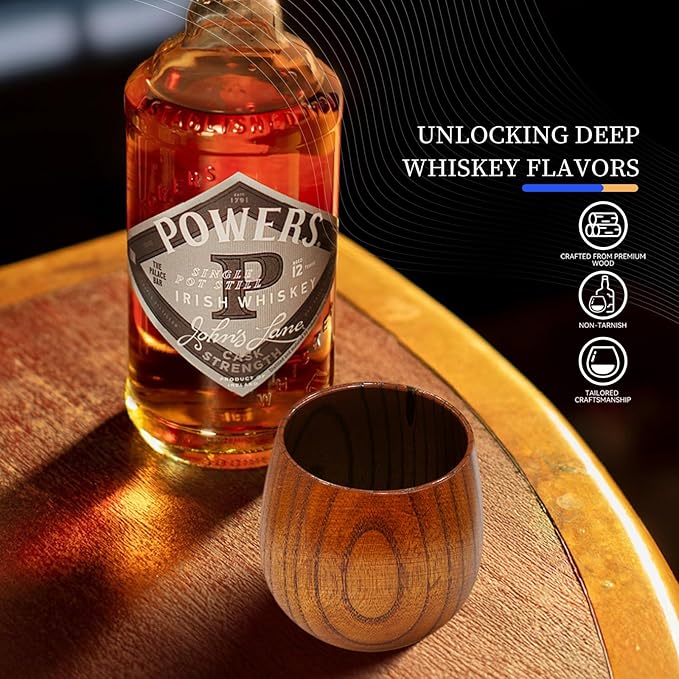 Original Wooden Bourbon Drinking Glass,Handcrafted Whiskey Glasses for Men,Great Anniversary Birthday Gifts for Men, Him, Dad, Husband, or Brother,10OZ 2 PACK