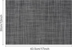 Myir JUN Placemats Set of 8, Vinyl Woven Placemats Place Mats Indoor Set of 8 Washable Table Mats Non-Slip Place mats for Dining Table (Dark Gray-Black, Set of 8)
