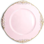 allgala 13-Inch 6-Pack Heavy Quality Round Charger Plates-Floral Pink-HD80345