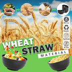 Wheat Straw Bowls Set of 6, Unbreakable Lightweight 60 OZ Salad Bowls for Kitchen and Camping, Big Plastic Bowl for Serving, Cereal, Ramen, Soup, Microwave & Dishwasher Safe, Black