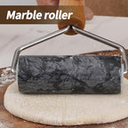 Small Marble Rolling Pin Pizza Roller with Dough Scraper Cutter, Marble Roller Non-Stick T-Type, For Cake Baking Tortilla Fudge Pizza Cookies and Other Kitchen Baking Cooking (Black).