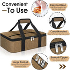 Insulated Casserole Carrier, Portable Casserole Carrier for Hot or Cold Food Lunch Tote Warmer or Cooler Bag, Lasagna Lunch Bag for Potluck Parties- Fits 9" x 13" Baking Dish-Coffee