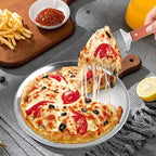 8Pcs 12 Inch Pizza Pan, Stainless Steel Pizza Serving Tray with 4pcs Pizza Spatula, Round Non-Stick Coating Pizza Plate for Baking Cake Pie Serving Tableware Kitchen Home Restaurant
