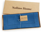 Solino Home Linen Indigo Blue Table Runner 72 Inches Long - 100% Pure Linen Hemstitch Table Runner 14 x 72 Inch for Dresser, Dining, Summer, Fall, Autumn, Halloween - Classic Hemstitch