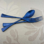 24-Piece Flatware Set,Extra Thick Heavy Duty - 18/10 Stainless Steel Cutlery Sets,High Matte Blue Finish Silverware Flatware Sets Service for 4, Use for Home,Kitchen Utensil Set