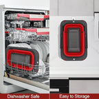 ROTTOGOON 7Qt Collapsible Colander Strainer, Expandable Over the Sink Colander, Adjustable Silicone Kitchen Sink Strainer, Foldable Large Colanders Basket to Wash Vegetable, Fruit, 15" to 19.9", Red