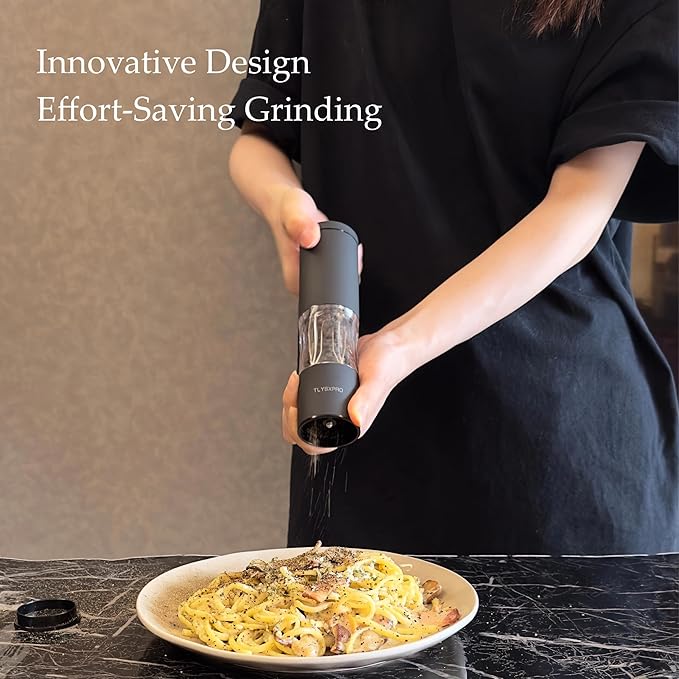 Salt and Pepper Grinder Set with Adjustable Coarseness | Manual Pepper Mill Grinder with Refillable Design | Ceramic Core | Kitchen Essential (2 Packs, Black&White)