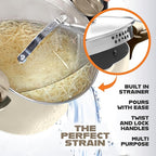 GOTHAM STEEL 5 Qt Ceramic Stock Pot Multipurpose Pasta Pot with Strainer Lid & Twist and Lock Handles, Nonstick Ceramic Pot for Soup, Spaghetti, Rice, Pots for Kitchen, Dishwasher Safe - Cream