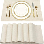 SUEH DESIGN Faux Leather Placemats Set of 6, Wipeable Place Mats Heat Resistant Table Mats Waterproof Dining Table Placemats for Indoor Outdoor Kitchen Dining Table