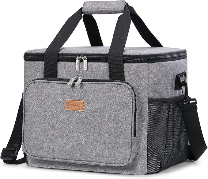 Lifewit Large Lunch Bag Insulated Lunch Box Soft Cooler Cooling Tote for Adult Men Women, Gray 40-Can (24L)
