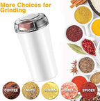 Electric Herb Grinder 200W Powerful Fast Grinding for Dry Spices Flower Buds with Brush, Easy On/Off One-Touch Push Button Powder Grinder Perfect For Herbs, Spices, Nuts, Grains and Coffee Beans