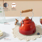 ROCKURWOK Tea Kettle, Tea Pot with Cool Touch Ergonomic Handle, Teapot Food Grade Stainless Steel, Tea Kettle Stovetop, Kettle Teapot, Whistling Tea Kettle, Small Tea Pot, 1.6 Quart (Red)