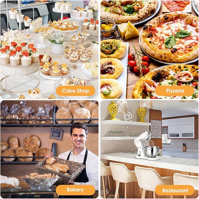 ZACME 8.4QT Commercial Stand Mixer 800W with NSF Certified and Aluminum Die Casting, Mixers Kitchen Electric Stand Mixer with Stainless Steel 8L Bowl, Dough Hook, Whisk and Beater, Porcelain