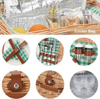 ZORMY Wicker Picnic Basket for 2 Person, Willow Hamper Basket Sets with Insulated Compartment, Handmade 2 Person Picnic Basket for Camping - GreenCheck
