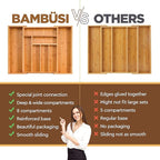 Bamboo Expandable Drawer Organizer for Utensils - Adjustable Cutlery Tray with Dividers for Silverware, Flatware, and Knives in Kitchen, Bedroom, or Living Room Storage