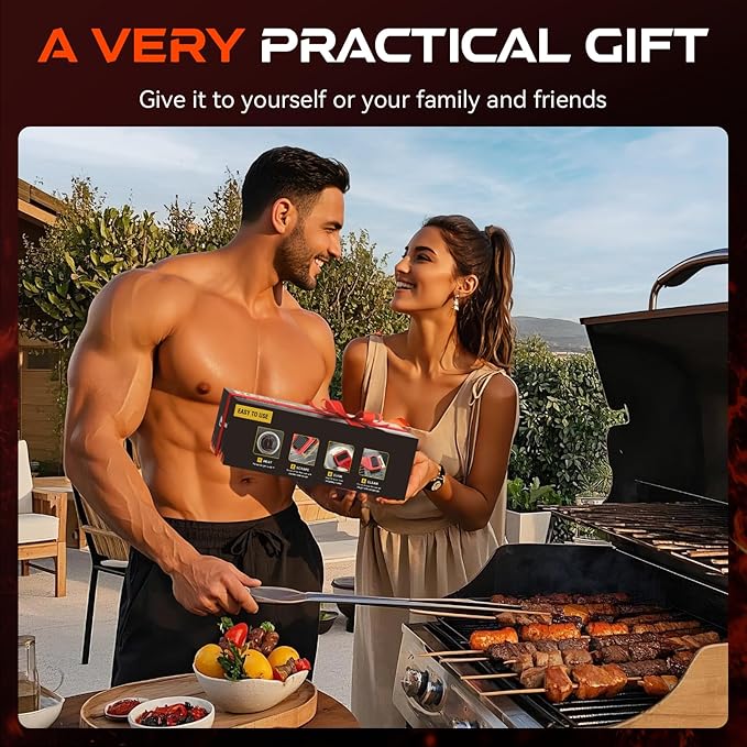 Grill Brush Bristle-Free Steam Cleaning, BBQ Brush Replaceable Heat-Resistant Kevlar Head with Grill Scraper Safe Barbecue Grill Cleaner-Red
