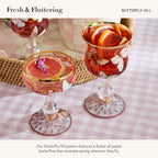 MACKENZIE-CHILDS Coupe Glass, Decorative Stemmed Cocktail Glass, 11 Ounces, Butterfly Hill