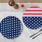 12-Piece Melamine Dinner Plates - 10 Inch Unbreakable Plates for 4th of July Party, Red White Blue Decorations, Lightweight Dinnerware for BBQ, Picnic, Independence Day - Mixed Colors
