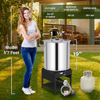 ARC 84QT Stainless Steel Pot with 200,000BTU Propane Fryer, Seafood Boil Pot, Crab Boil Pot, Lobster Pot, Shrimp Boil Pot, Tamale Steamer Pot with Basket and Turkey Fryer Burner