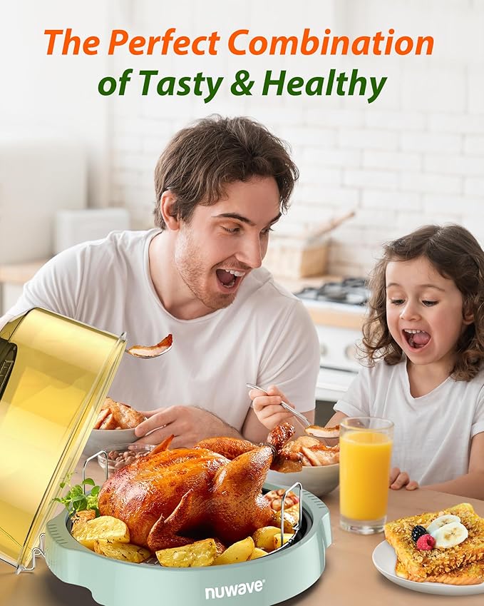 Nuwave Oven Pro Plus Air Fryer, Infra-Red Countertop, 2025 Advanced Convection, No Defrosting or Preheating, Cook Fresh or Frozen, Durable Power Dome, 100 Presets & 50 Memory, PFAS Free, Mint Green