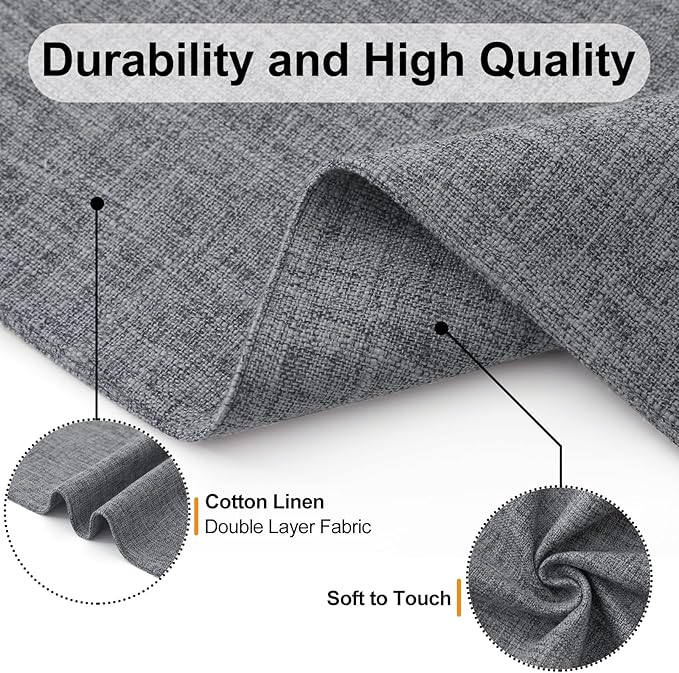 Homaxy Cloths Placemats for Dining Table Set of 6, Heat Resistant Washable Cotton Linen Blend Table Mats, Easy to Clean Place Mats for Indoor Outdoor Party Kitchen Decoration, 13" x 19", Dark Grey