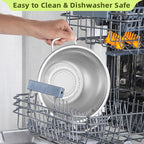 3Qt Metal Colander with Handle, Stainless Steel Strainer for Kitchen, Mesh Strainer for Washing Pasta, Spaghetti, Berry, Fruit, Vegetable, Rice Washer, Fast Draining, Dishwasher Safe