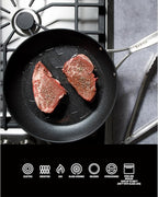 Babish 10 Piece Hard Anodized Laser Titanium Forever Non Stick Technology Durable Pots and Pans Cookware Set - Black