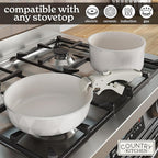 Country Kitchen Cookware Set with Removable Handle, Oven & RV Safe Pots and Pans Set, Cream Diamond, Original