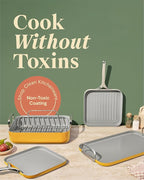 Caraway Square Cookware Set - Square Pans Set - Perfect for Griddling, Toasting, Searing, Roasting, and More - Non-Stick Ceramic Coated Pans - Non Toxic, PTFE & PFOA Free - Marigold