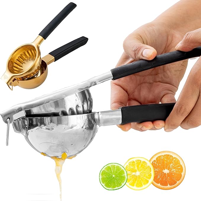 A Bar Above Stainless Steel Hand Juicer, Heavy Duty Citrus Press for Cocktails, Fruit Juice Squeezer for Lemons, Limes, and Oranges, Manual Juicer for Bartenders, Home Bars, and Mixology Kits