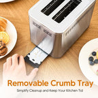 Trisiko® Touch Screen Toaster 2 Slice, Stainless Steel Smart Toaster with Digital Timer, 1.38" Extra-Wide Slots for Bread& Bagel,with Reheat, Defrost, Cancel, +15s Boost, Great for Home, Office, Dorm